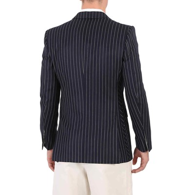 Pre-owned Burberry Men's Dark Navy And White Pinstripe Blazer