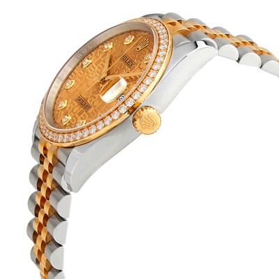 Pre-owned Rolex Datejust 36 Automatic Champagne Jubilee Motif Dial Diamond Watch