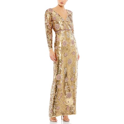 Женское вечернее платье Mac Duggal из бежевого шифона с украшением 8 BHFO 6687