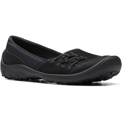 Женские слипоны Clarks Fiana Ease из черной замши на плоской подошве шириной 6 см (C, D, W) BHFO 2951