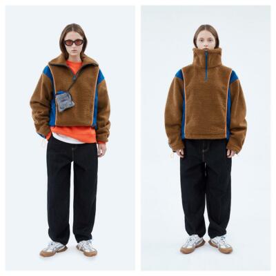 ADER ERROR unisex victo fleece jacket in brown size A1