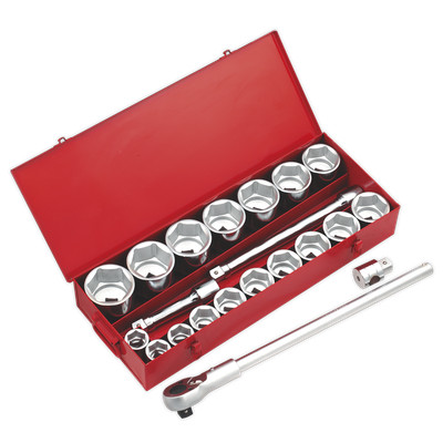 Sealey Socket Set 22 Pieces 1'' Square Drive 6 Point WallDrive Metric AK261