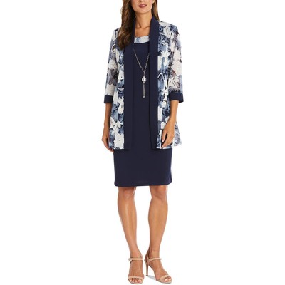 

Темно-синее женское деловое платье из двух частей R-M Richards Petites  BHFO 8388, Navy/denim
