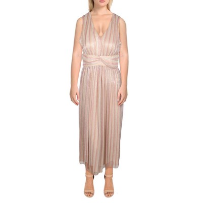 

Женское розовое платье без рукавов в металлическую полоску Taylor  BHFO 8234, Rose gold multi