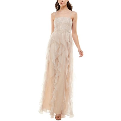 Безмолвное женское коричневое вечернее платье с кружевными оборками для юниоров 11 BHFO 0160