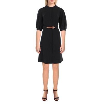 

Черное женское короткое платье для работы Calvin Klein с пышными рукавами  BHFO 1866, Черный