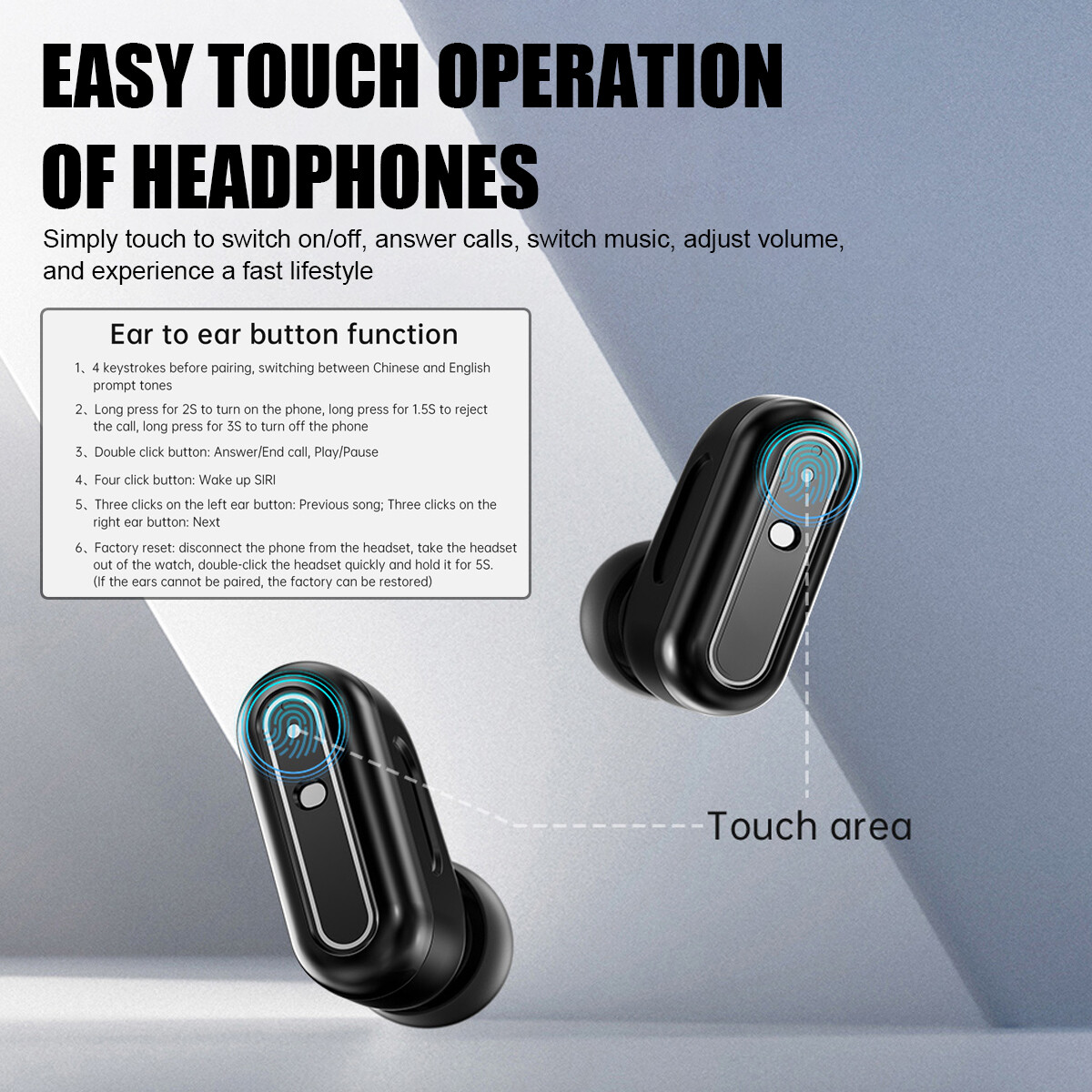 Smart Watch with Earbuds Men Smartwatch 2 in 1 Wireless Headset For iOS Android