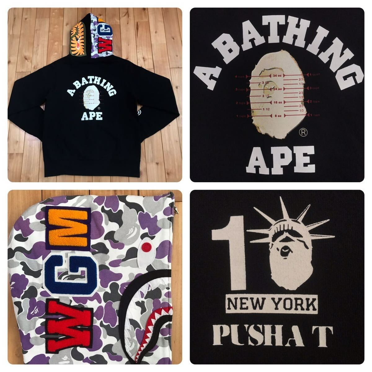 トップス A BATHING APE shark logo long sleeve A BATHING APE® WGM Shark long-sleeve T-shirt | Black | FARFETCH