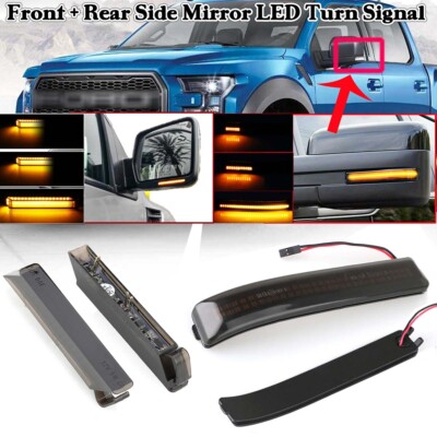 4pcs Sequential Smoked Under LED Side Mirror Marker Lights For Ford F-150 09-14