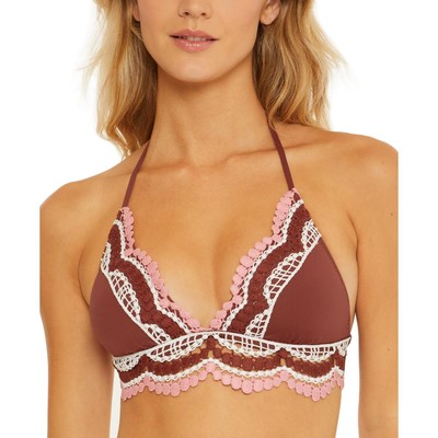 Becca by Rebecca Virtue Женский коричневый вязаный крючком купальник-бикини на бретельках D BHFO 0504