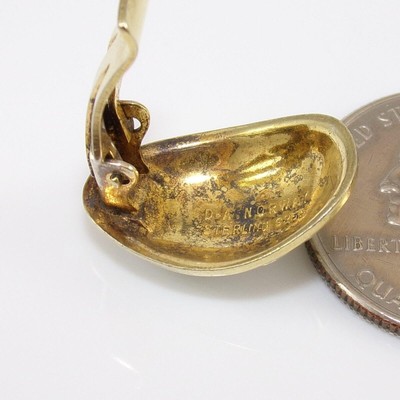 Vintage David Andersen Sterling Silver Modernist White Enamel Clip On Earrings