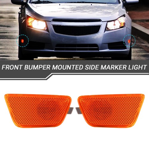 Pair Front Bumper Mounted Side Marker Light For 2011-2016 Chevy