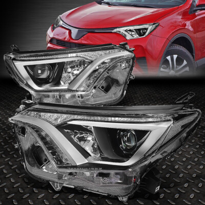 ДЛЯ 16-18 TOYOTA RAV4 ХРОМИРОВАННЫЙ КОРПУС ПРОЗРАЧНЫЙ УГЛОВОЙ ПРОЕКТОР ФАР ГОЛОВНОГО СВЕТА