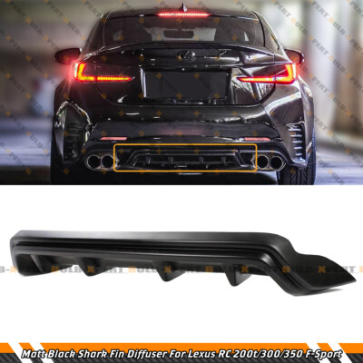 Matte Black Shark Fin Rear Bumper Diffuser For 2015-18 Lexus RC300 RC350 F-Sport