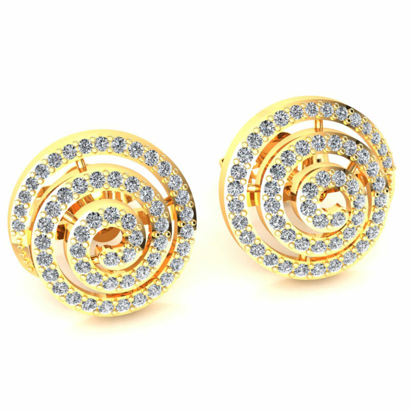 0.6ct Round Cut Not Enhanced Diamond Ladies Swirl Studs Earrings 10k Gold