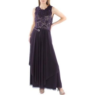 

R-M Richards Женское фиолетовое кружевное вечернее платье без рукавов  BHFO 3620, Plum/taupe