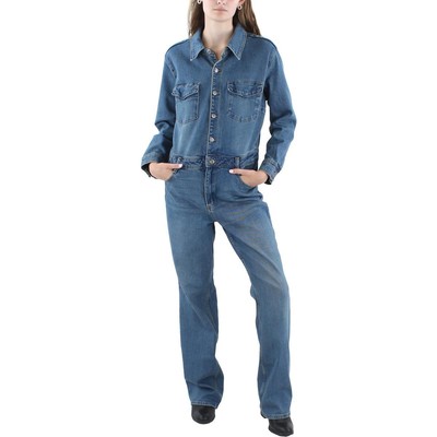 MNG Womens Judith Denim Long Sleeve Flared Jumpsuit BHFO 6109