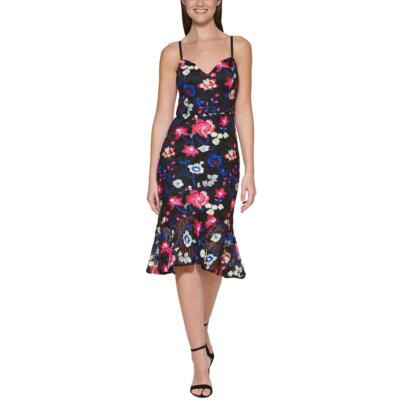 Guess Womens Black Embroidered Knee Length Halter Sheath Dress 4 BHFO 7337