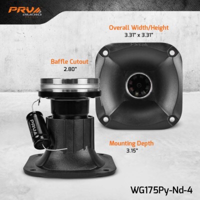2X PRV WG175Py-Nd-4 1'' Polyimide Car Audio Compression Neodymium Driver + Horn