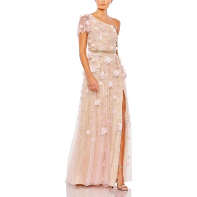 Женское розовое вечернее платье Mac Duggal с кружевной отделкой, 4 BHFO 5693