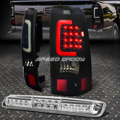ЗАДНЯЯ СВЕТОДИОДНАЯ ПАНЕЛЬ ЧЕРНОГО ДЫМА + ХРОМИРОВАННЫЙ 3-Й СТОП-СИГНАЛ И ГРУЗОВОЙ ФОНАРЬ ДЛЯ 03-07 SILVERADO/SIERRA
