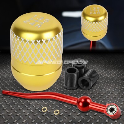 КОРОТКИЙ ПЕРЕКЛЮЧАТЕЛЬ ПЕРЕДАЧ ИЗ КРАСНОГО АЛЮМИНИЯ С ДВОЙНЫМ ИЗГИБОМ + ЗОЛОТАЯ 5-СТУПЕНЧАТАЯ РУЧКА С СЕТКОЙ ДЛЯ EK/ EJ/ EG/DC