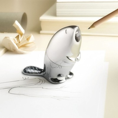 Alessi Kastor Anspitzer Bleistiftspitzer aus verchromtem Zamak, Silber, L 1 ...