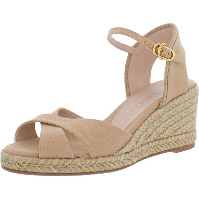 Женские босоножки на танкетке Stuart Weitzman бежевого цвета MIRELA 9 Medium (B,M) BHFO 0048