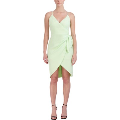 

Женское зеленое мини-платье с запахом без рукавов BCBGeneration  BHFO 6525, Green pea