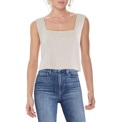Lucy Paris Womens Beige Textured Sleeveless Tank Cropped Top XL BHFO 5123