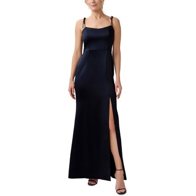 Adrianna Papell Женское темно-синее атласное вечернее платье макси 10 BHFO 9265