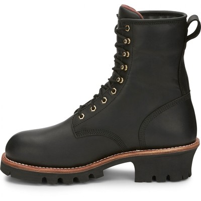 Pre-owned Chippewa 8" Paladin Steel Toe Waterproof Insulated Logger Work Boot Black