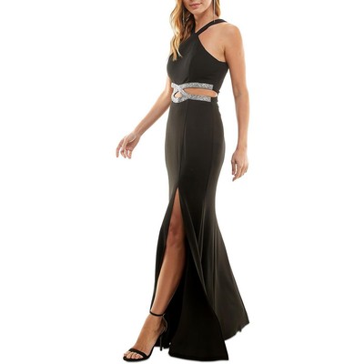 Безмолвное женское длинное вечернее платье с черными украшениями для юниоров 1 BHFO 8240