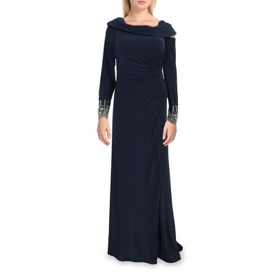 Mac Duggal Womens Navy Embellished Formal Evening Dress Gown 6 BHFO 0653