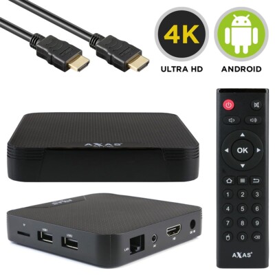 Axas A1 HD 4K UHD Dual-WiFi LAN HDMI USB 2.0 MicroSD Android 10 IP Receiver