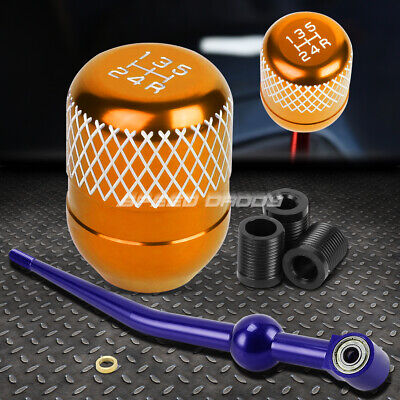 СИНИЙ АЛЮМИНИЕВЫЙ КОРОТКИЙ РЫЧАГ ПЕРЕКЛЮЧЕНИЯ ПЕРЕДАЧ С ОДНИМ ИЗГИБОМ + ОРАНЖЕВАЯ 5-СТУПЕНЧАТАЯ РУЧКА С СЕТКОЙ ДЛЯ EK/ EJ / EG