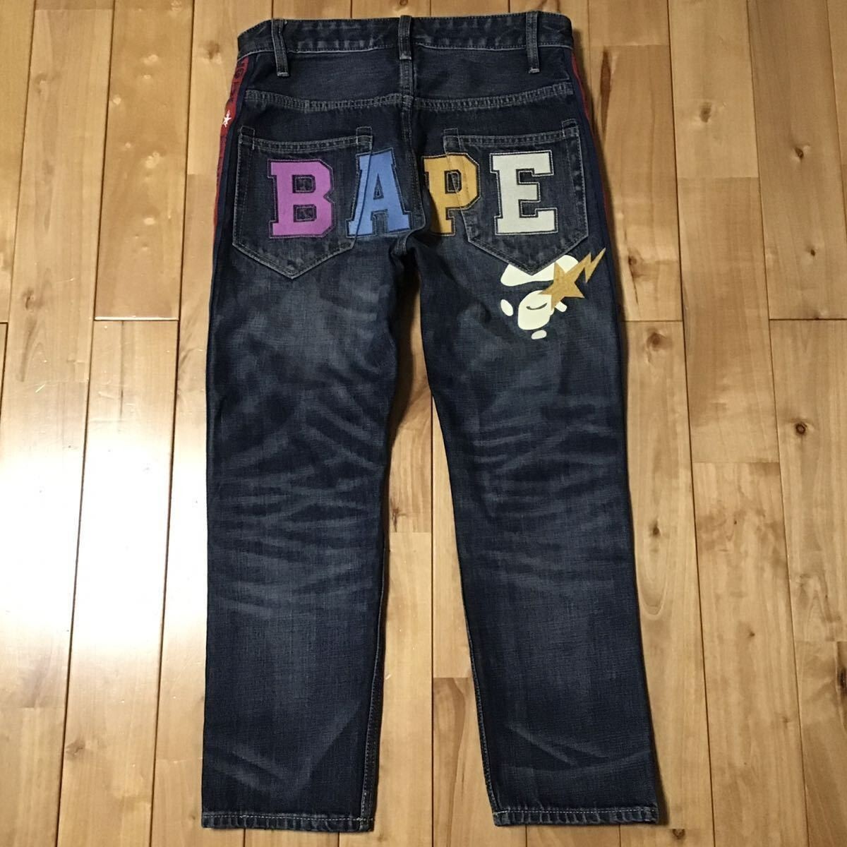 BAPE デニムパンツ ロゴ刺繍 A BATHING APE ジーンズ デニム デニムパンツ BAPE STA