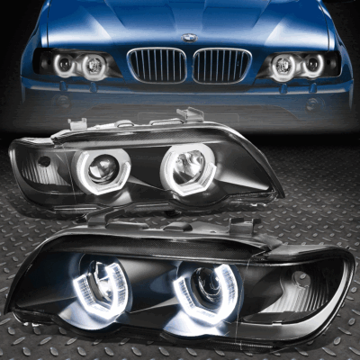 [LED U-HALO] FOR 2000-2003 BMW X5 E53 BLACK HOUSING PROJECTOR HEADLIGHT/LAMP SET