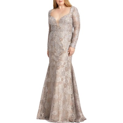 

Женское кружевное вечернее платье макси Mac Duggal Plus BHFO 5192, Mocha