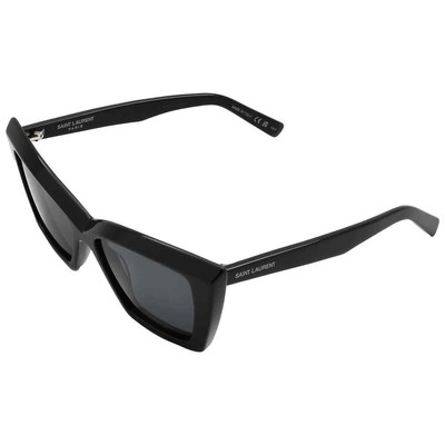 Pre-owned Saint Laurent Dark Grey Cat Eye Ladies Sunglasses Sl 657 001 54 Sl 657 001 54 In Gray
