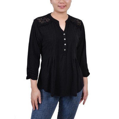 Женский черный пуловер на завязках из коллекции NY, топ Petites PS BHFO 3065