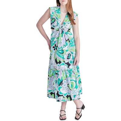 Длинное летнее платье макси с принтом Steve Madden Womens Amanda Green S BHFO 9708
