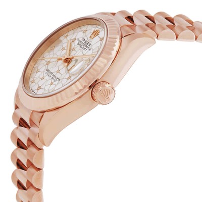 Pre-owned Rolex Datejust 31 Silver Floral-motif Diamond Dial Automatic Ladies 18kt Everose