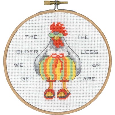 Permin counted cross stitch kit with hoop ''The older we get '', Diam. 13cm, DIY