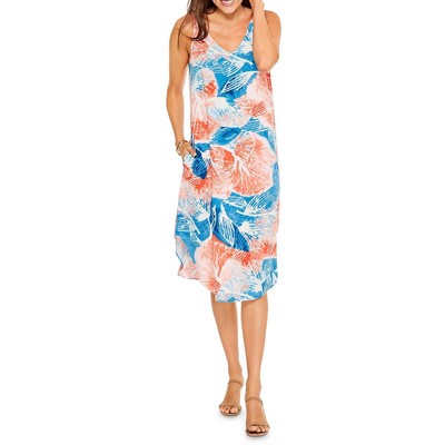 

Женский сарафан без рукавов до середины икры с принтом Nic + Zoe BHFO 7817, Orange multi