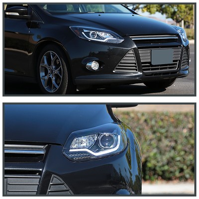 Black Fits 2012-2014 Ford Focus LED Sequential Signal Lamp Projector Headlights