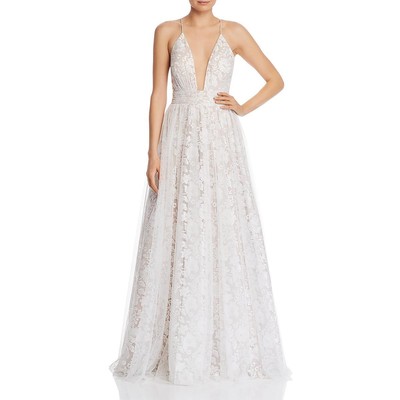 

Женское вечернее платье цвета слоновой кости с вышивкой Aidan Mattox  BHFO 7900, Ivory nude