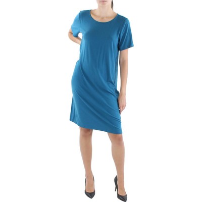 

Женское синее дневное платье-туника до колена Eileen Fisher с декорированным вырезом  BHFO 3670, Reef