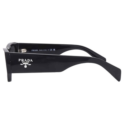 Pre-owned Prada Dark Grey Rectangular Unisex Sunglasses Pr A01s 16k08z 53 Pr A01s 16k08z In Gray