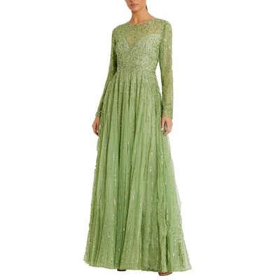Женское зеленое вечернее платье Mac Duggal, расшитое блестками, 12 BHFO 5626